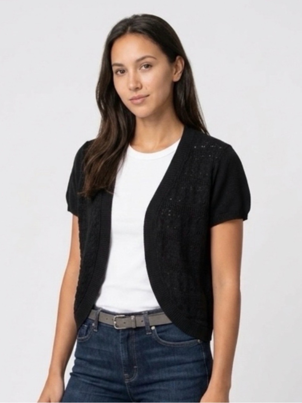 Mossimo Supply Co. Black Knit Cardigan Size Large 100% Cotton Lightweight